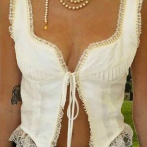 Urban Outfitters Cream Lace Trim Top